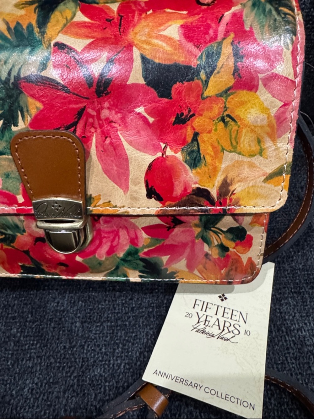 Patricia Nash Floral Print Crossbody Bag - Red, Pink, Yellow, Green, Brown - Picture 2 of 9